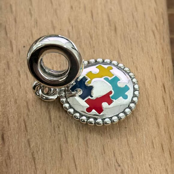 Pandora Autism Awareness Puzzle Charm Pendant, S925 Silver Bracelets - Picture 3 of 4